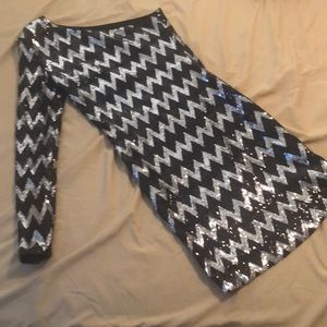 BEBE sequin one shoulder dress